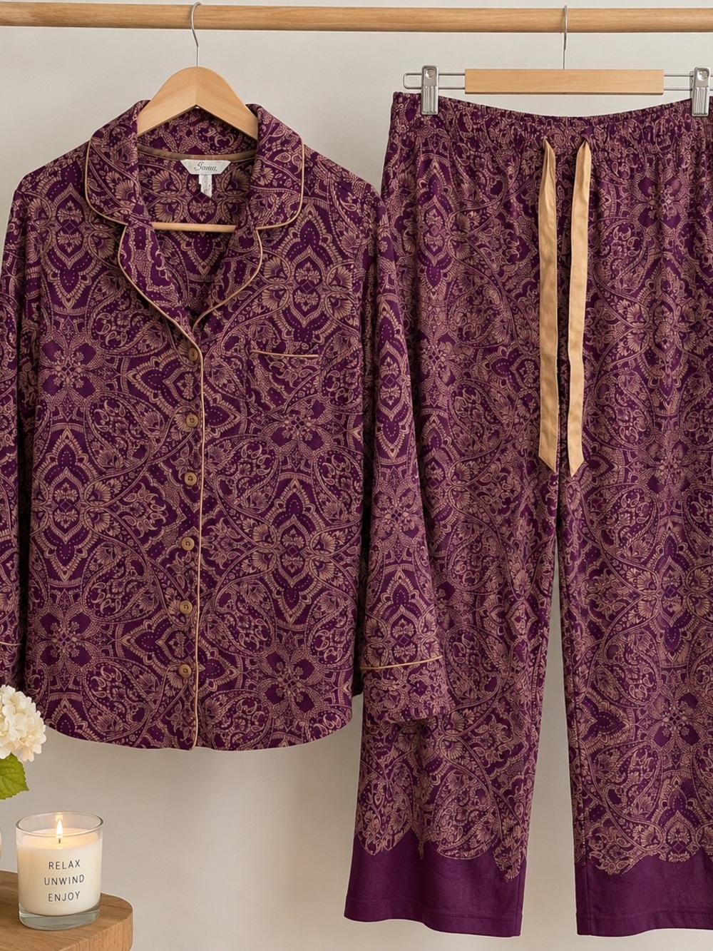 Soma Purple Paisley Pajama Set Size M